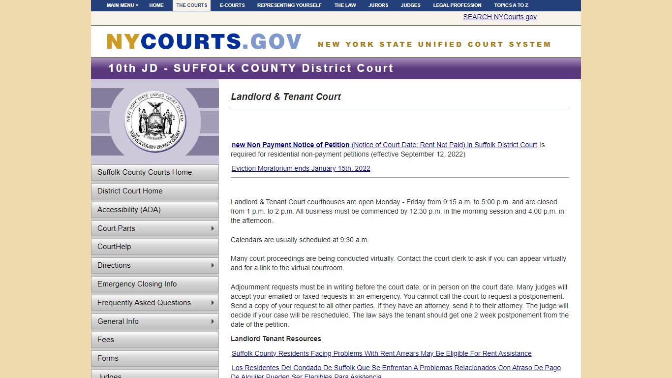 Landlord & Tenant Court - Suffolk District Court | NYCOURTS.GOV